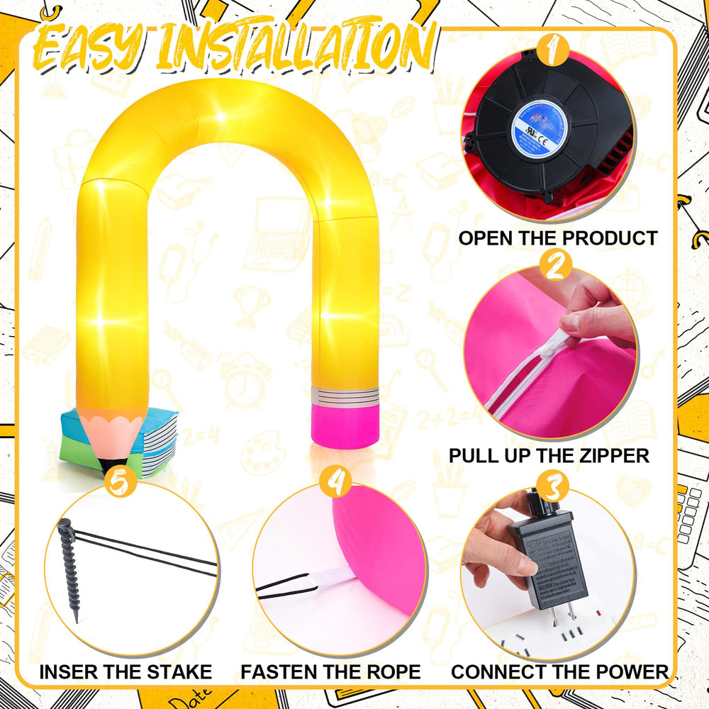 Back view of the Shappy Inflatable Pencil Arch showing zipper system