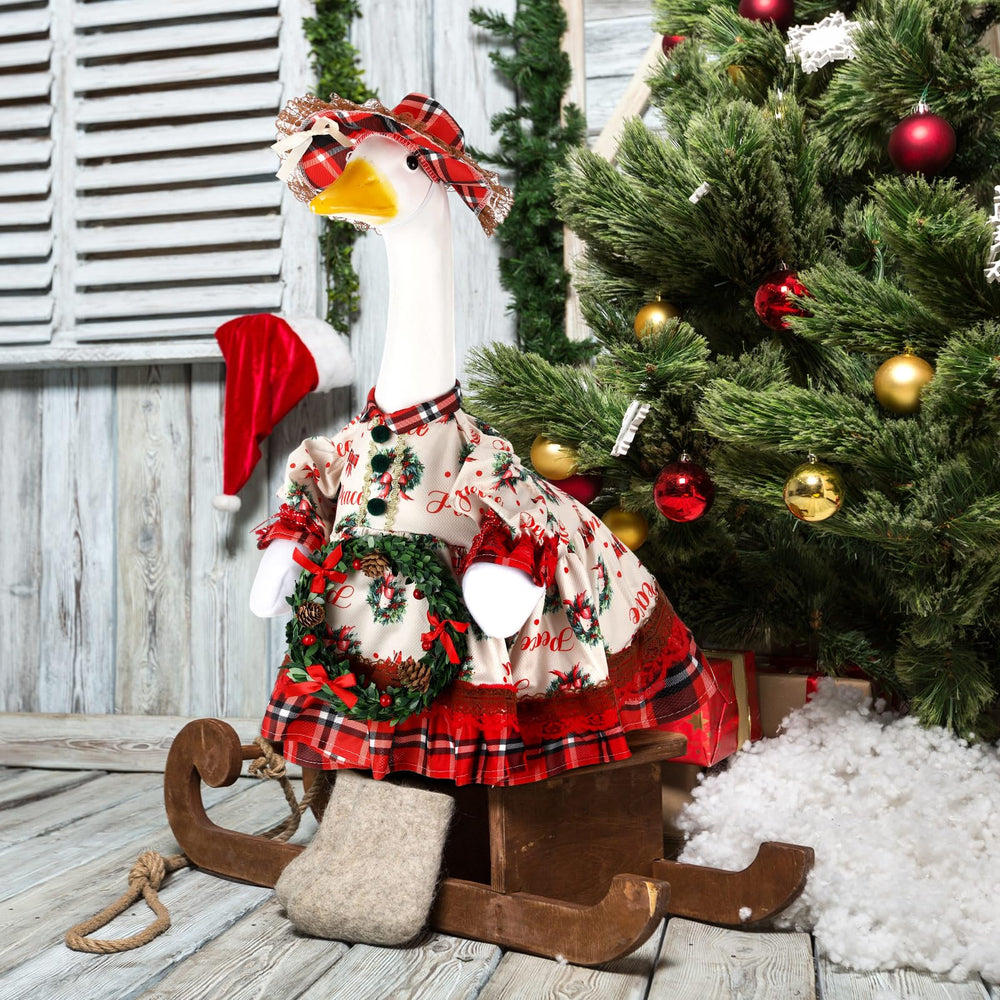 Back view of the Suzile Christmas wreath goose costume set