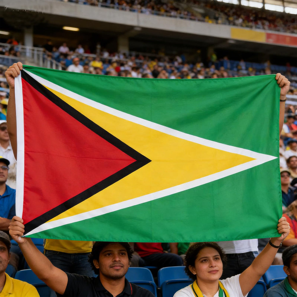 Back view of the VELIFFCO Guyana Flag with grommets