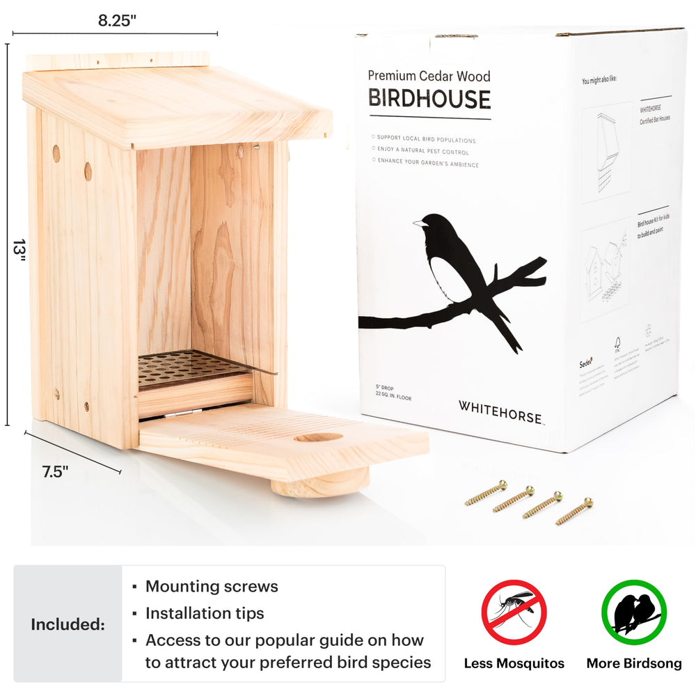 Back view of the WHITEHORSE Bluebird House showing the weatherproof design