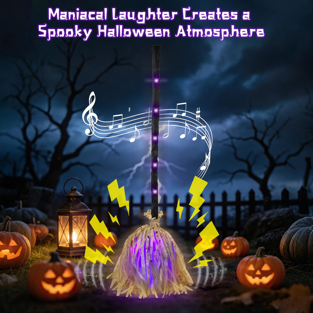 Back view of the witches broom showing bendable foam handle