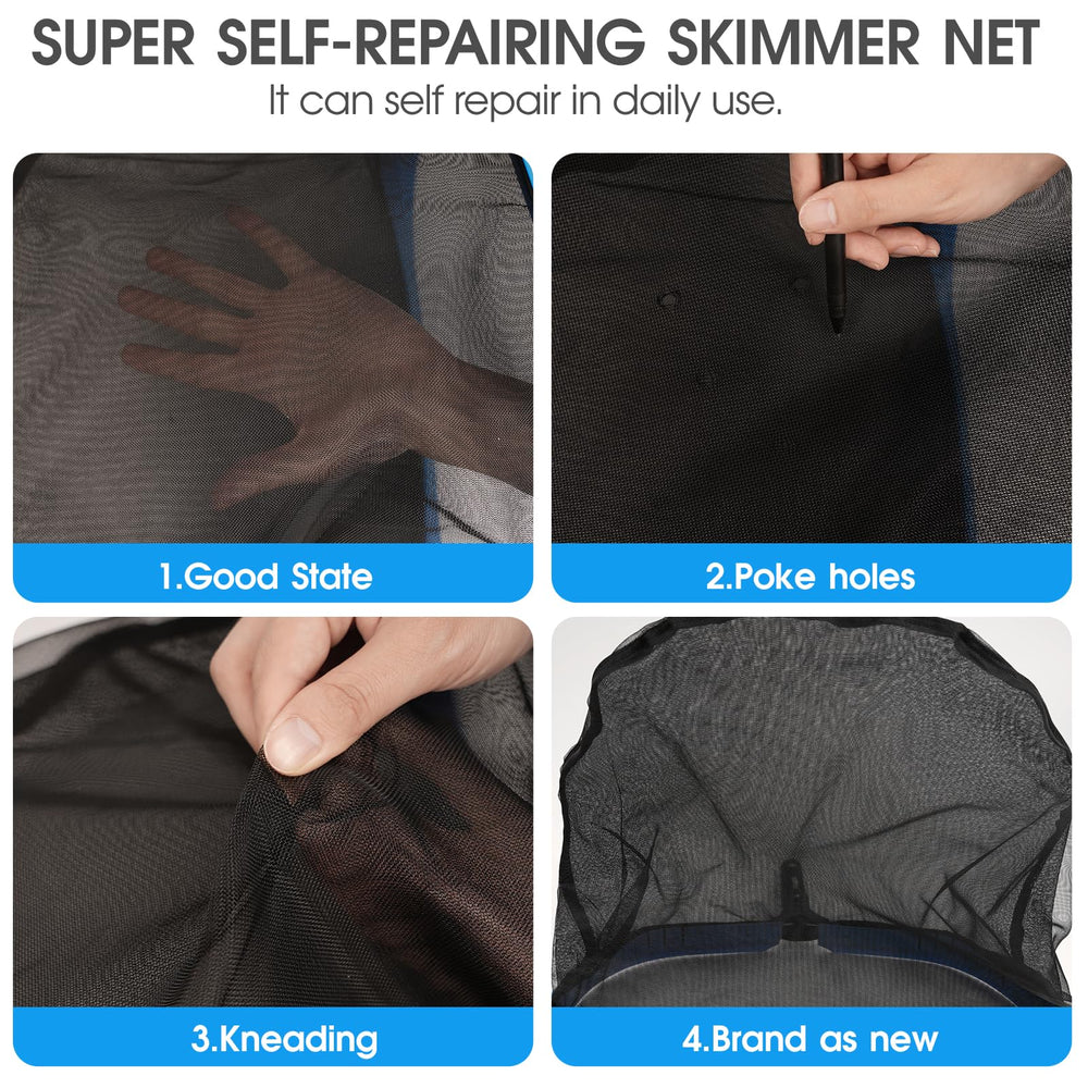 Back view of TidyMister Pool Net Rake showing double layer net