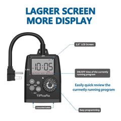 Back view of Tiffcofio Digital Outdoor Timer showing programming knob