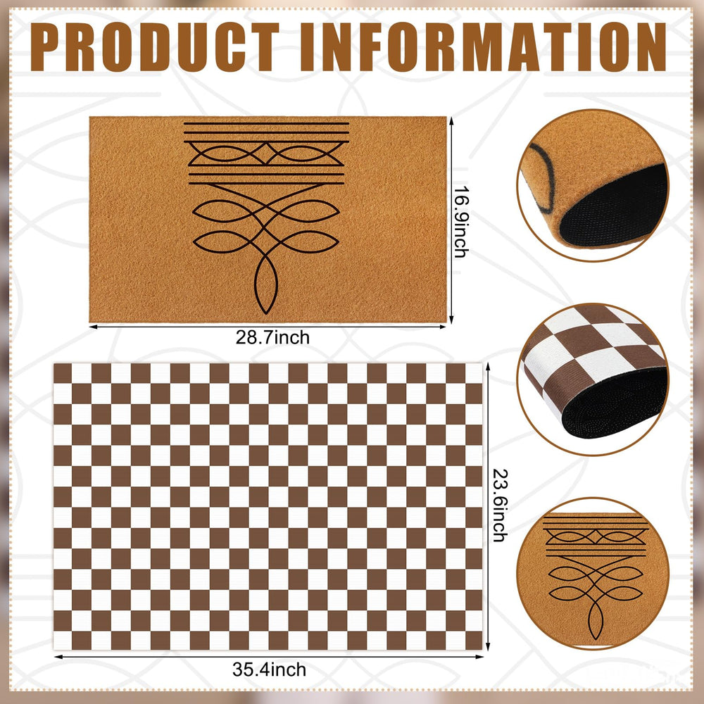 Back view of Tinideya 2 Pcs Doormat Set highlighting stitching