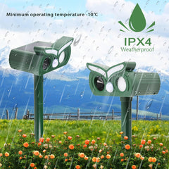 Back view of Tirgo animal repellent with solar panel