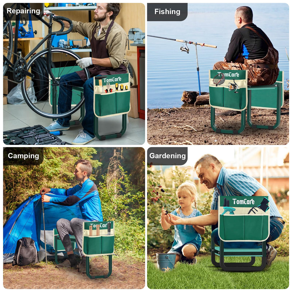 Back view of TomCare Garden Kneeler with raised handles