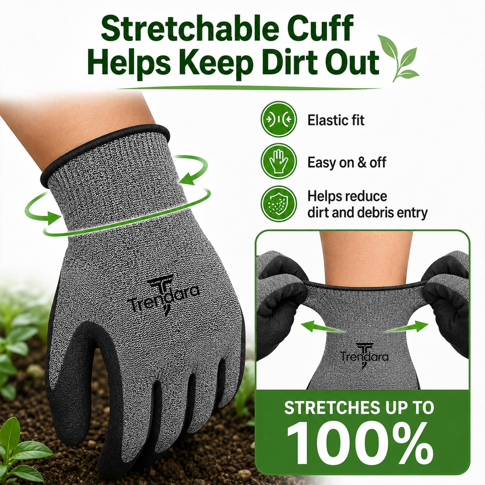 Back view of Trendara gloves showing breathable fabric