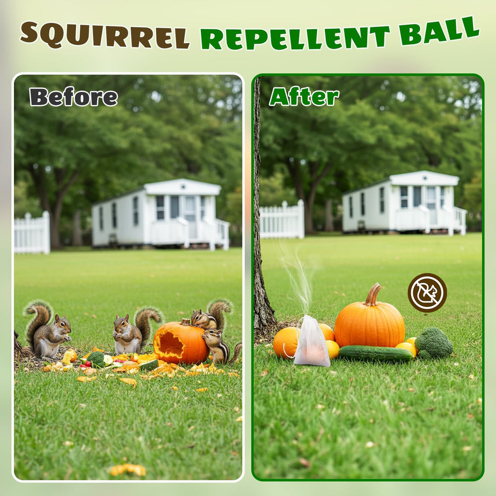 Back view of Tubadros Squirrel Repellent packaging with usage instructions