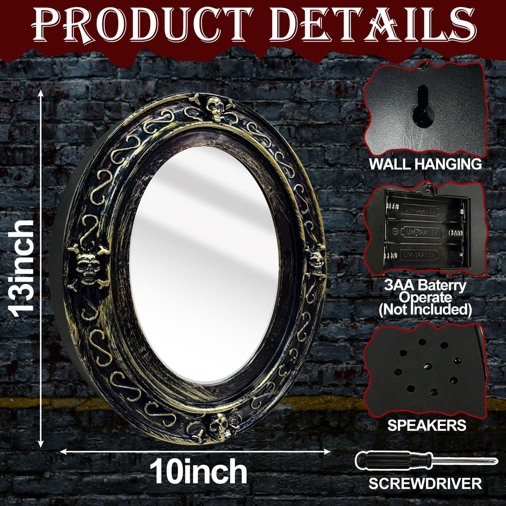 Back view of TURNMEON Halloween mirror showing wall-mounting area