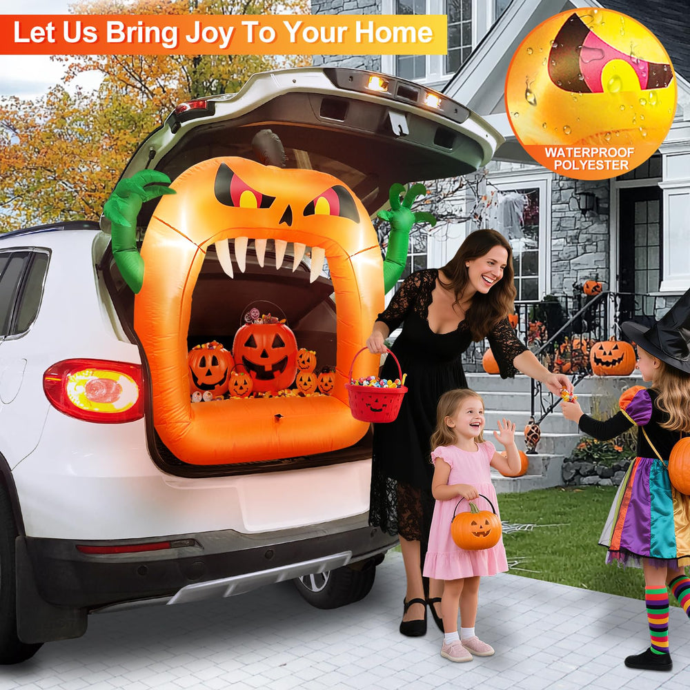 Back view of TURNMEON inflatable pumpkin with zippers
