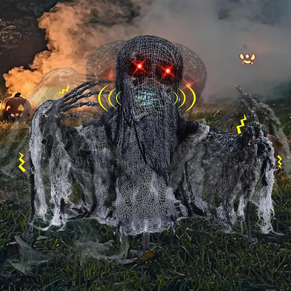 Back view of TURNMEON Zombie Groundbreaker decoration