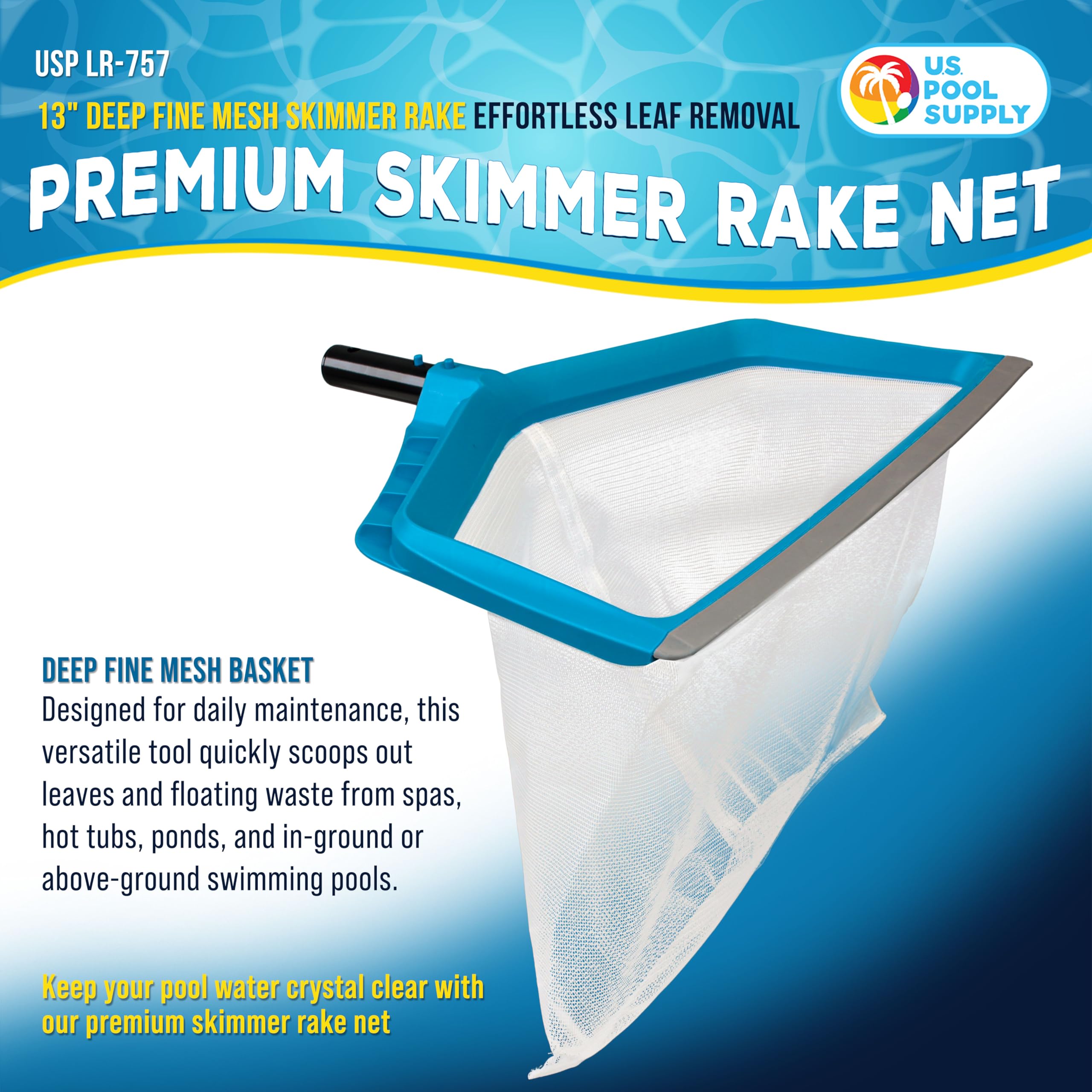 Back view of U.S. Pool Supply Pool Skimmer Net