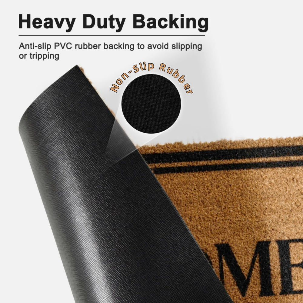 Back view of ULTSOFE doormat showing heavy-duty PVC backing