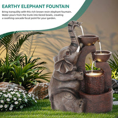 Back view of Ultym Elephant Fountain highlighting water flow