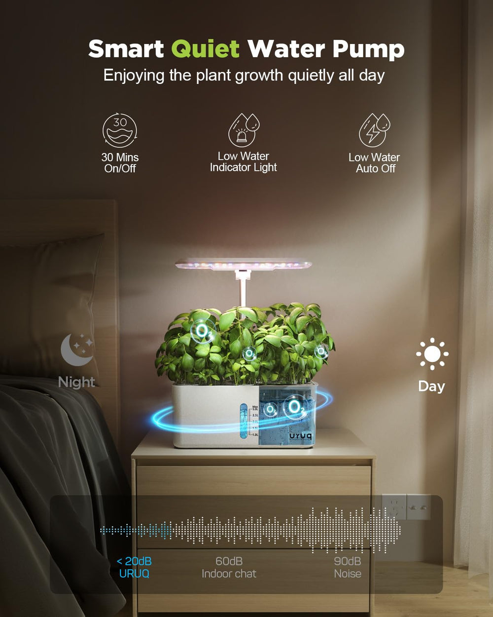 Back view of URUQ hydroponics growing system