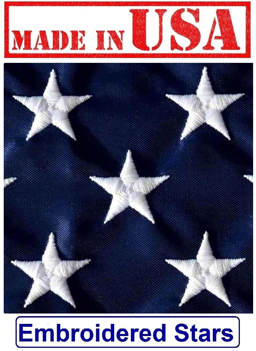 Back view of US Flag Factory 3x5 FT American Flag showing stitching