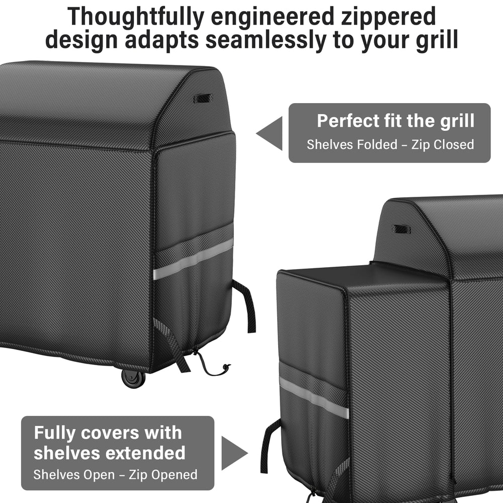 Back view of Utheer grill cover showing elastic straps