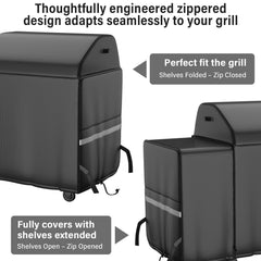 Back view of Utheer grill cover showing elastic straps