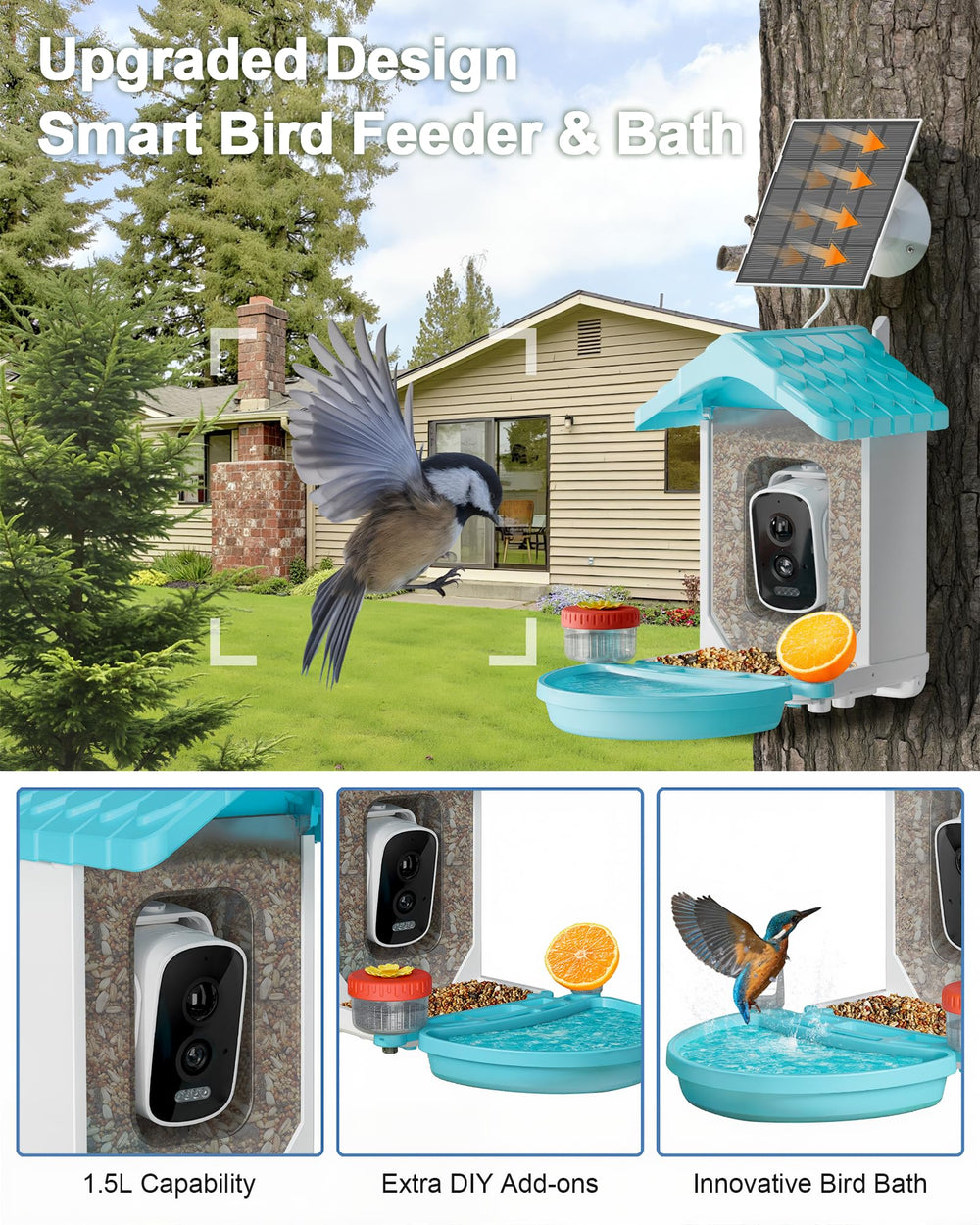 Back view of VISIOGEAR bird feeder with mounting kit