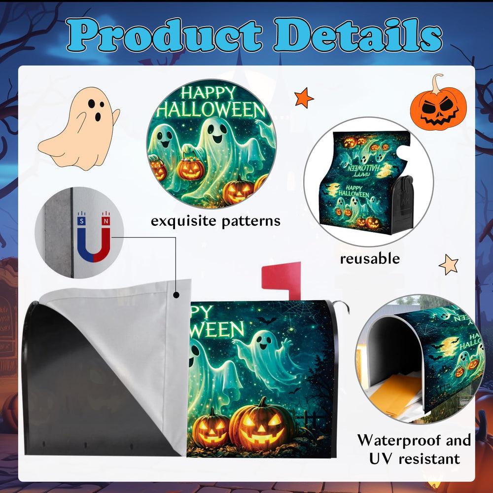 Back view of VISSTREE Halloween Mailbox Cover showcasing magnetic attachment