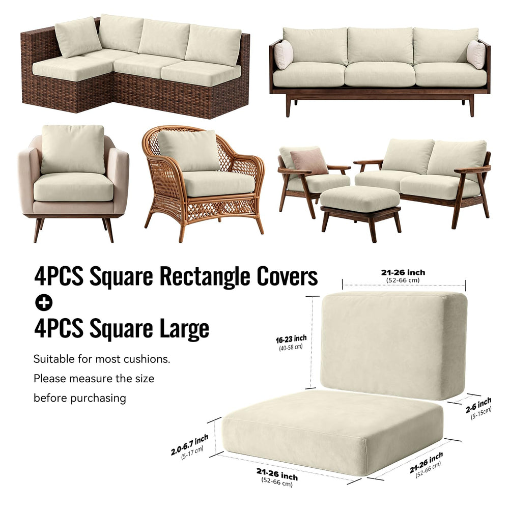 Back view of Vorshape outdoor cushion covers showing elastic straps