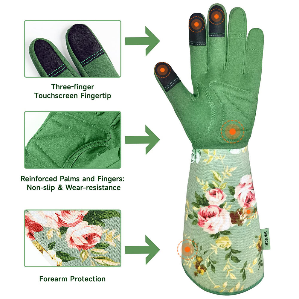 Back view of WANCHI Gardening Gloves with breathable canvas material