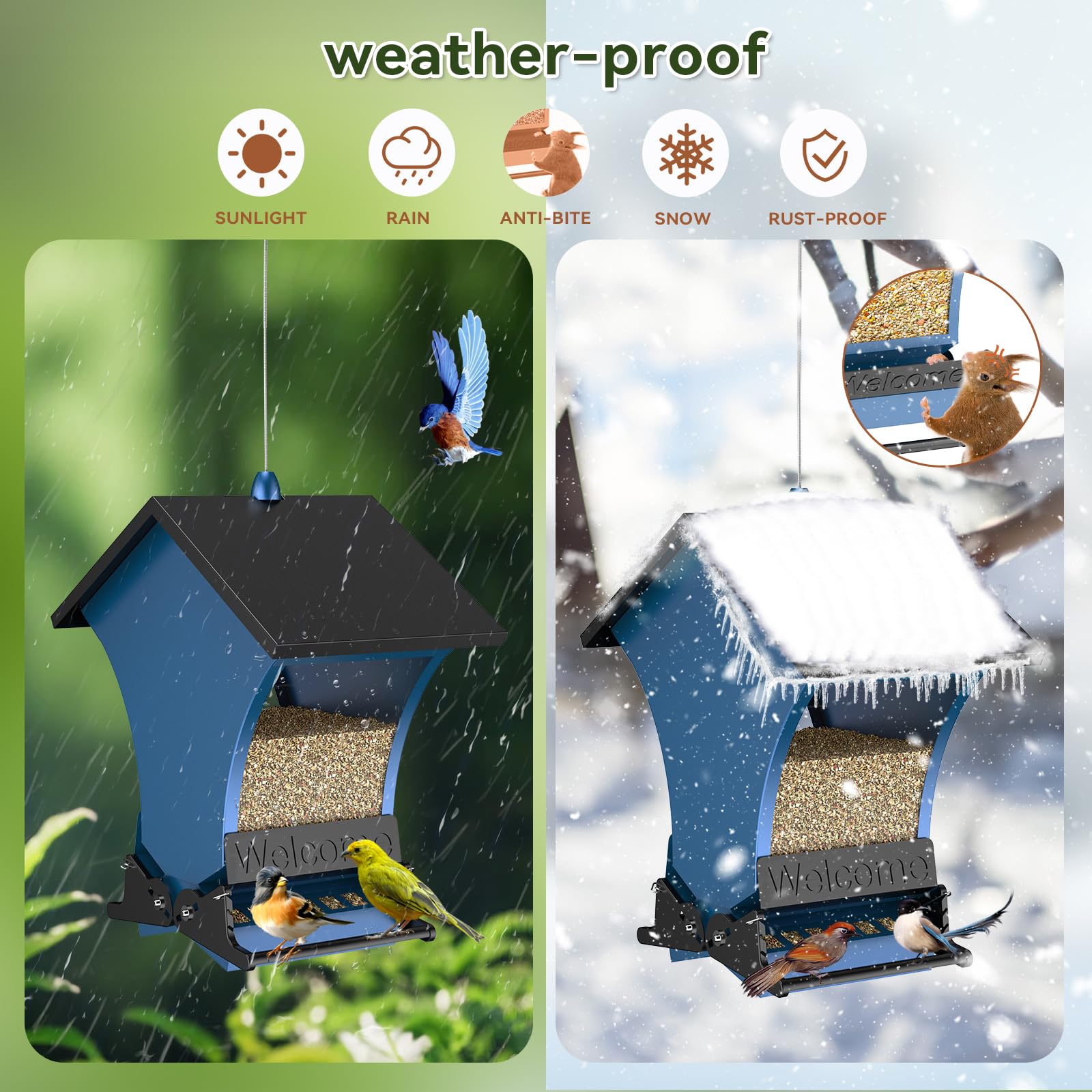 Back view of Wildpark Bird Feeder showing hanging wire