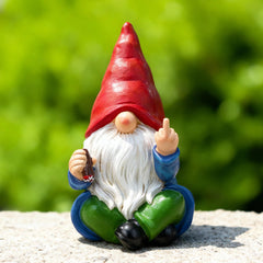 Back view of WONDHOME Gnome Statue on patio