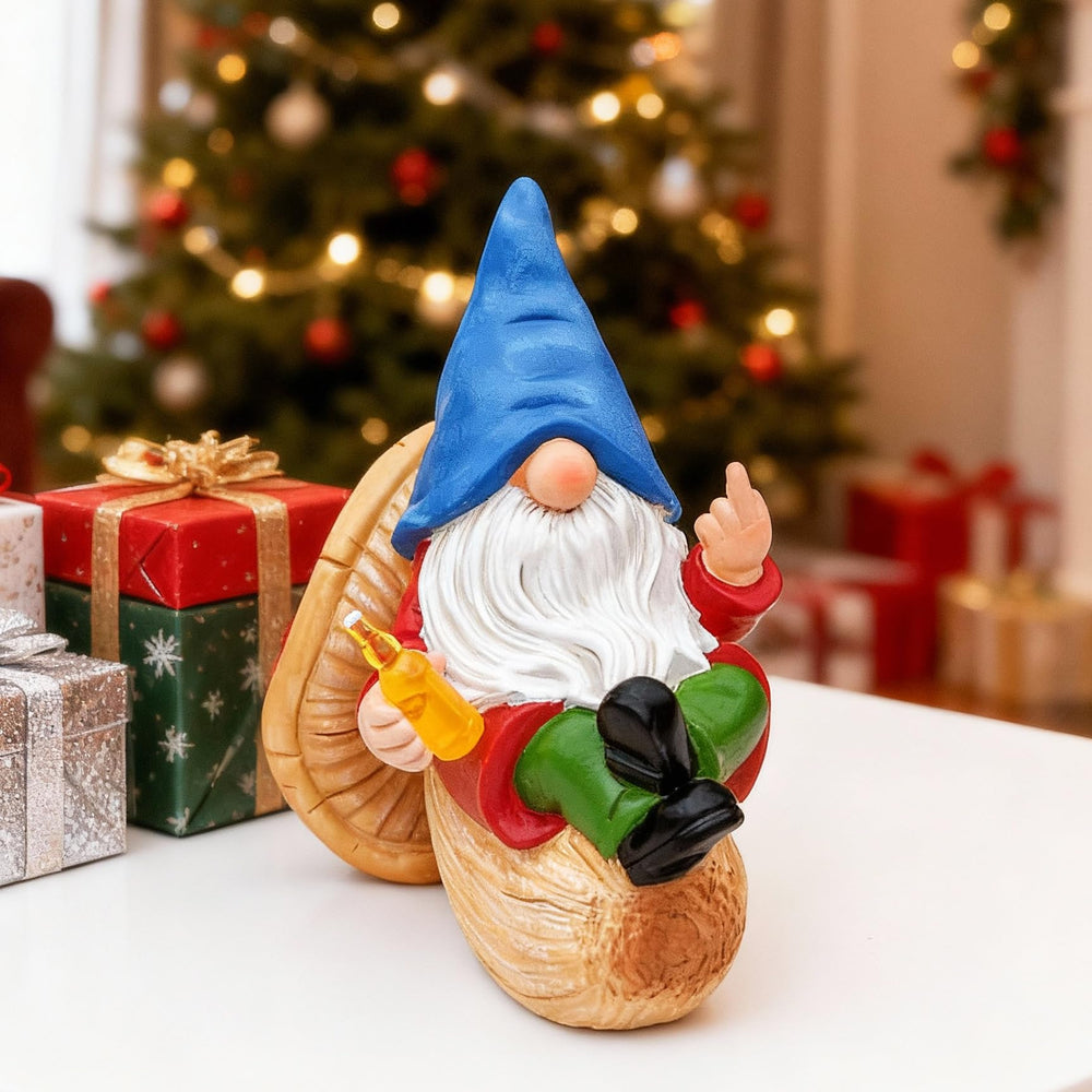 Back view of WONDHOME Middle Finger Gnome Statue
