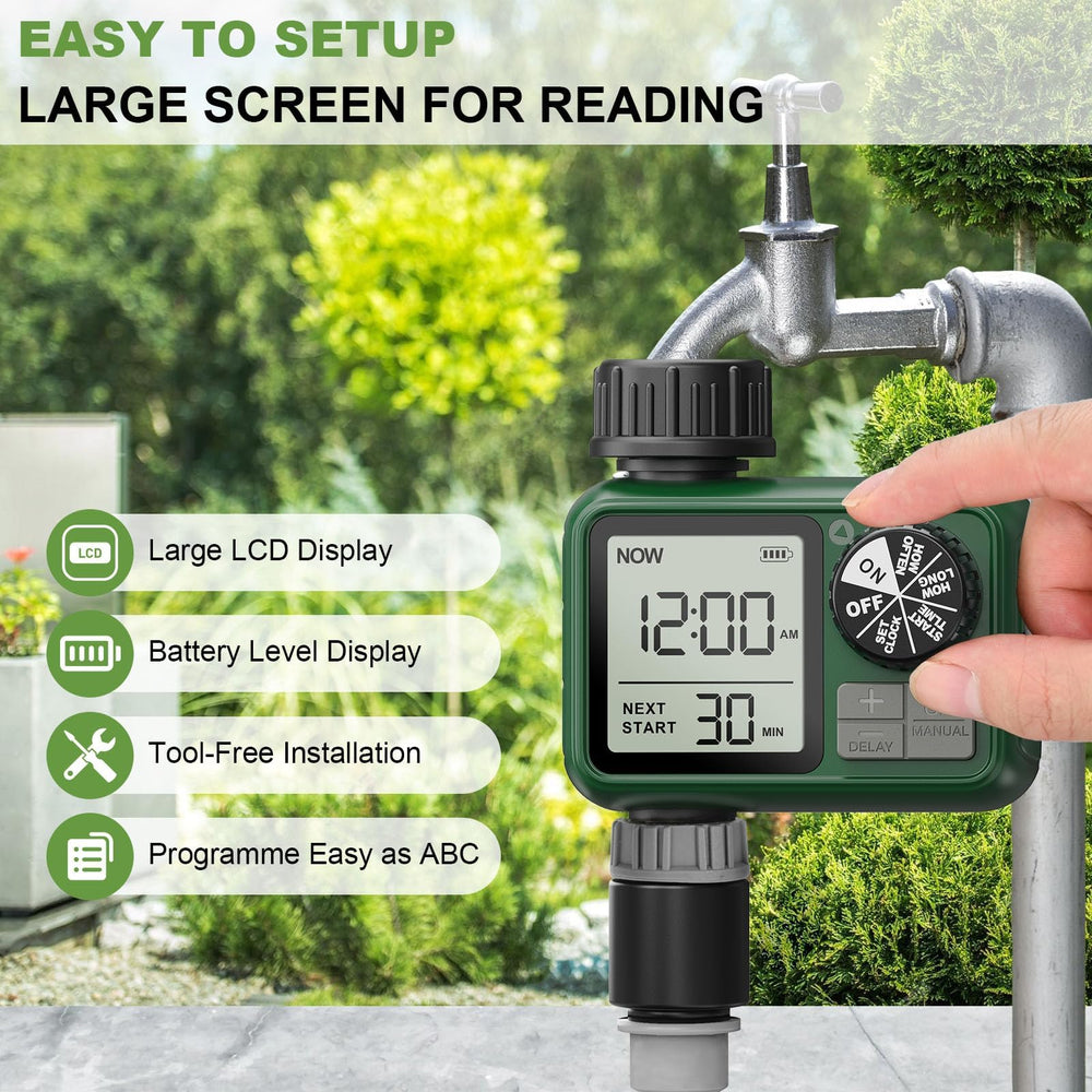 Back view of XinFuture water timer with battery compartment
