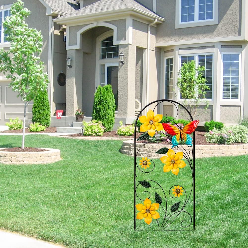 Back view of YEAHOME garden stake showing mounting details
