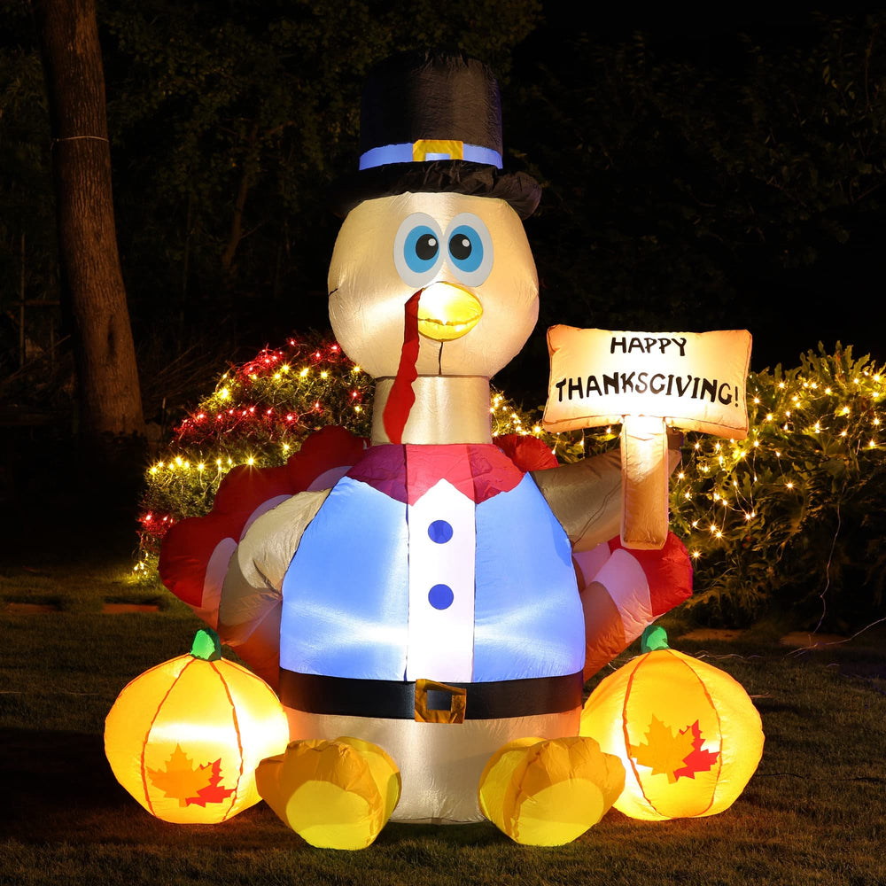 back view of yosager inflatable turkey showing fan and adapter