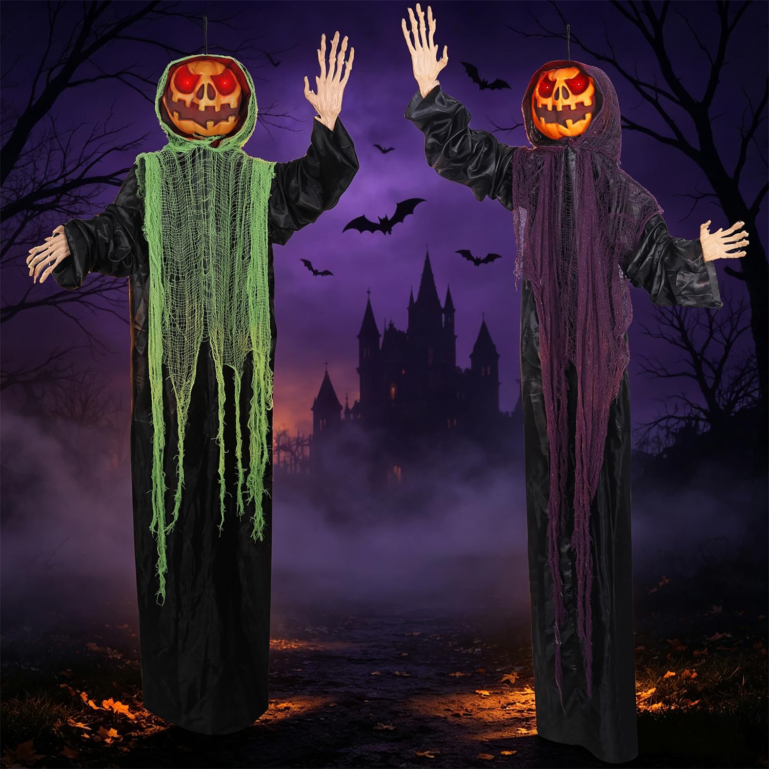 back view of yosager lighted pumpkin men showing cloth texture