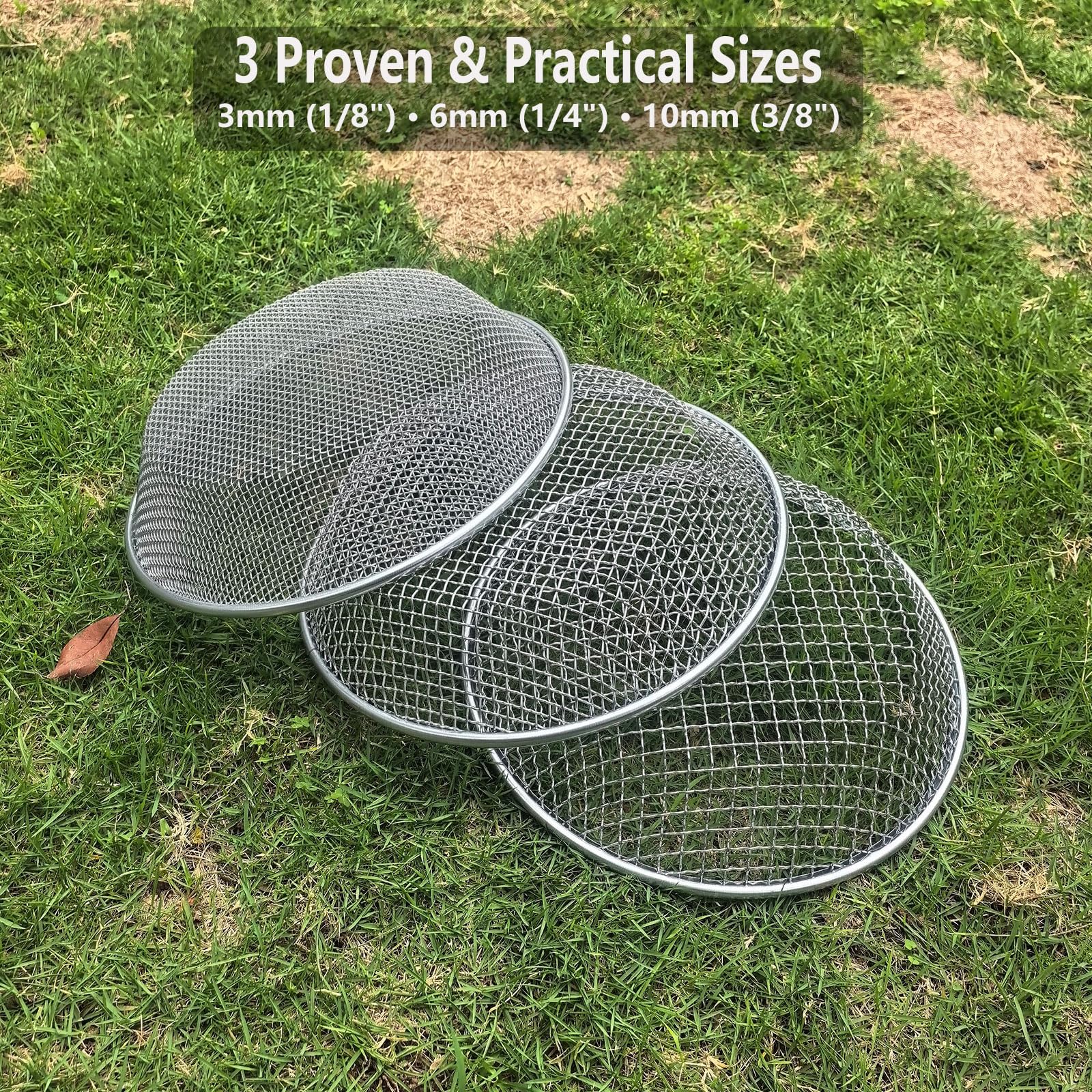 Back view of YUEBM Soil Sifter showing heavy-duty design