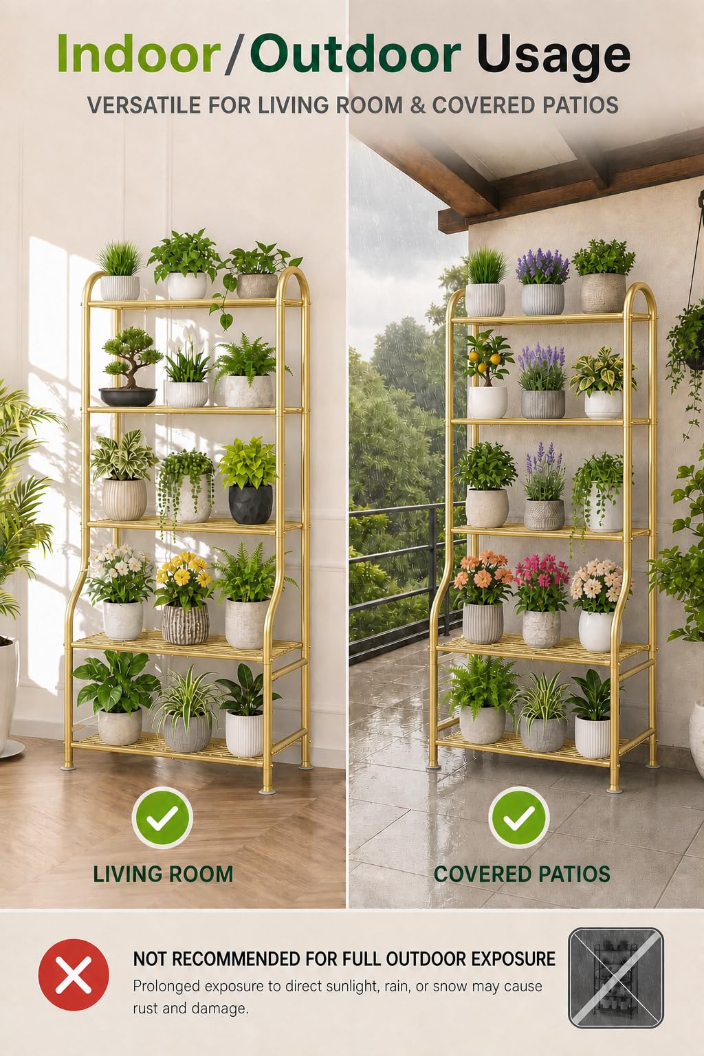 Back view of Yutrchey 5-Tier Metal Plant Stand