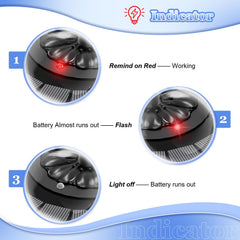 Back view of Yzert Solar Fountain showcasing battery indicator