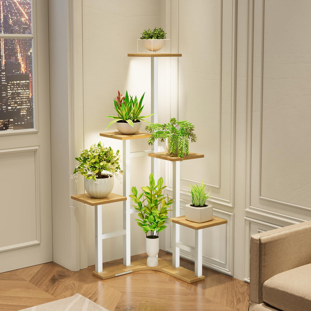 Back view of Yzosvki Corner Plant Stand highlighting its sturdy design