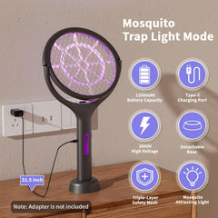 Back view of ZHOU HE Electric Fly Swatter showing charging port