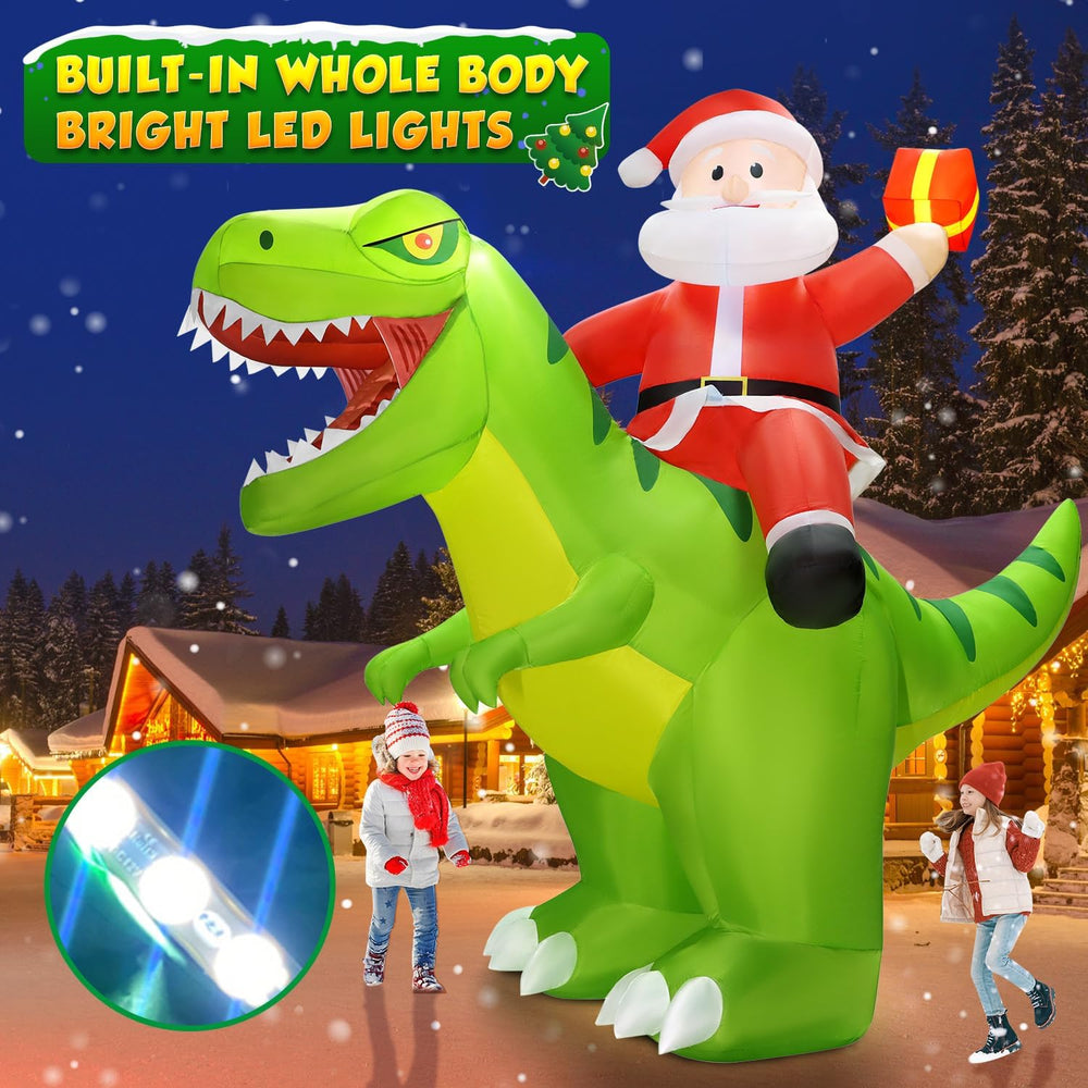 Back view of zukakii dinosaur inflatable showing LED lights