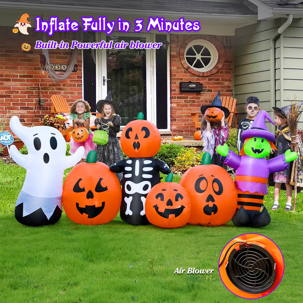 Back view showing the blower of FunFanso 8 ft Halloween inflatable