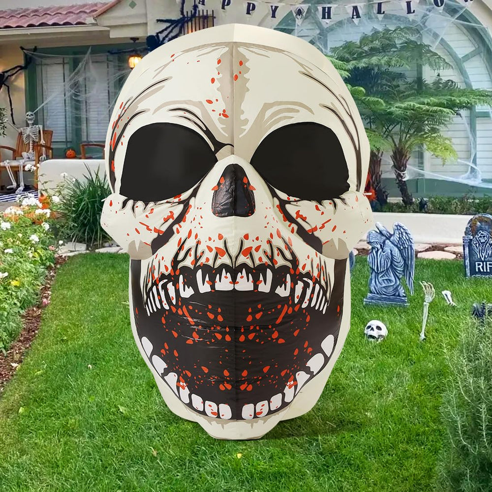 Back view showing the fan of GOOSH inflatable Halloween skull