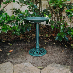 BACKYARD EXPRESSIONS 27 Inch Green Bird Bath side view