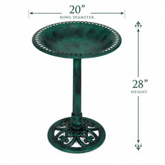 BACKYARD EXPRESSIONS 27 Inch Green Bird Bath spacious basin