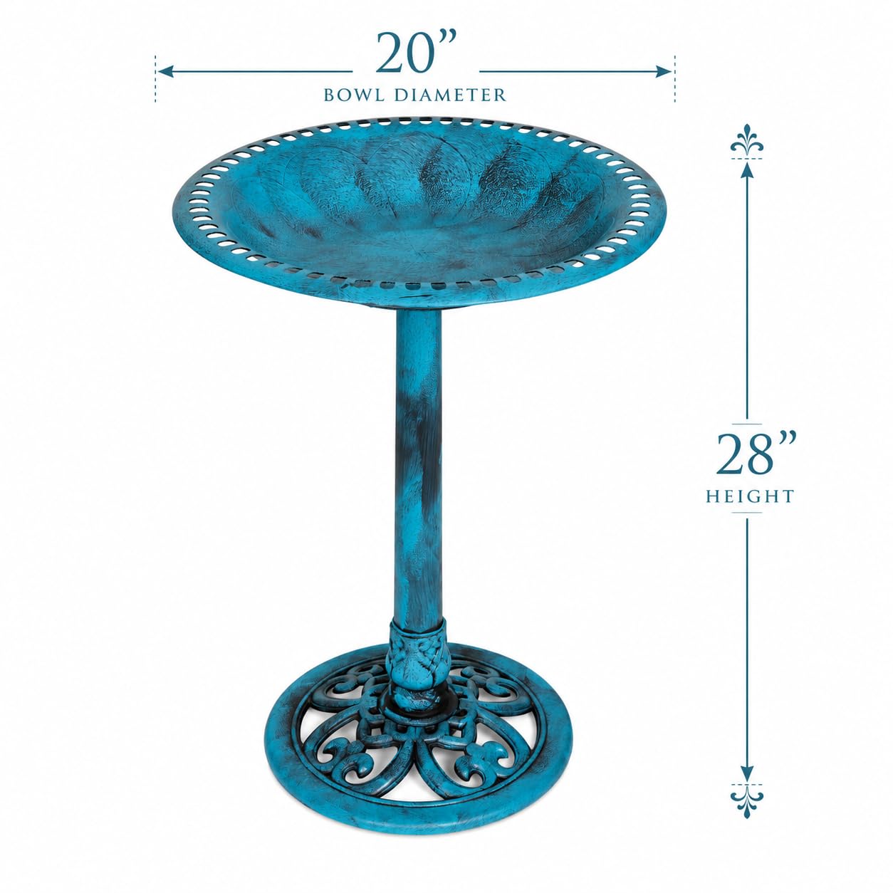 BACKYARD EXPRESSIONS Blue Bird Bath side view with sturdy base
