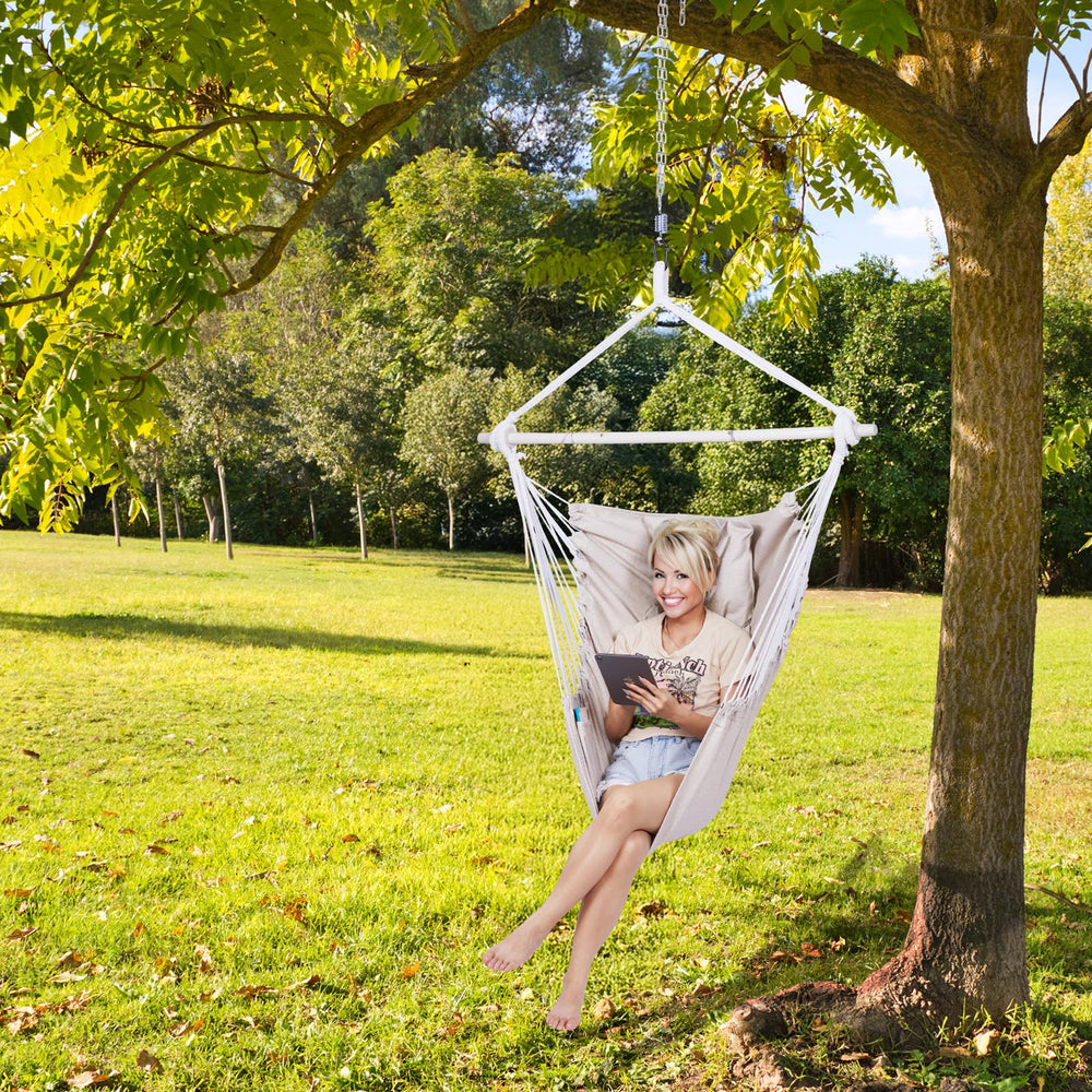BACKYARD EXPRESSIONS Hammock Chair hanging setup with chain and S-hook