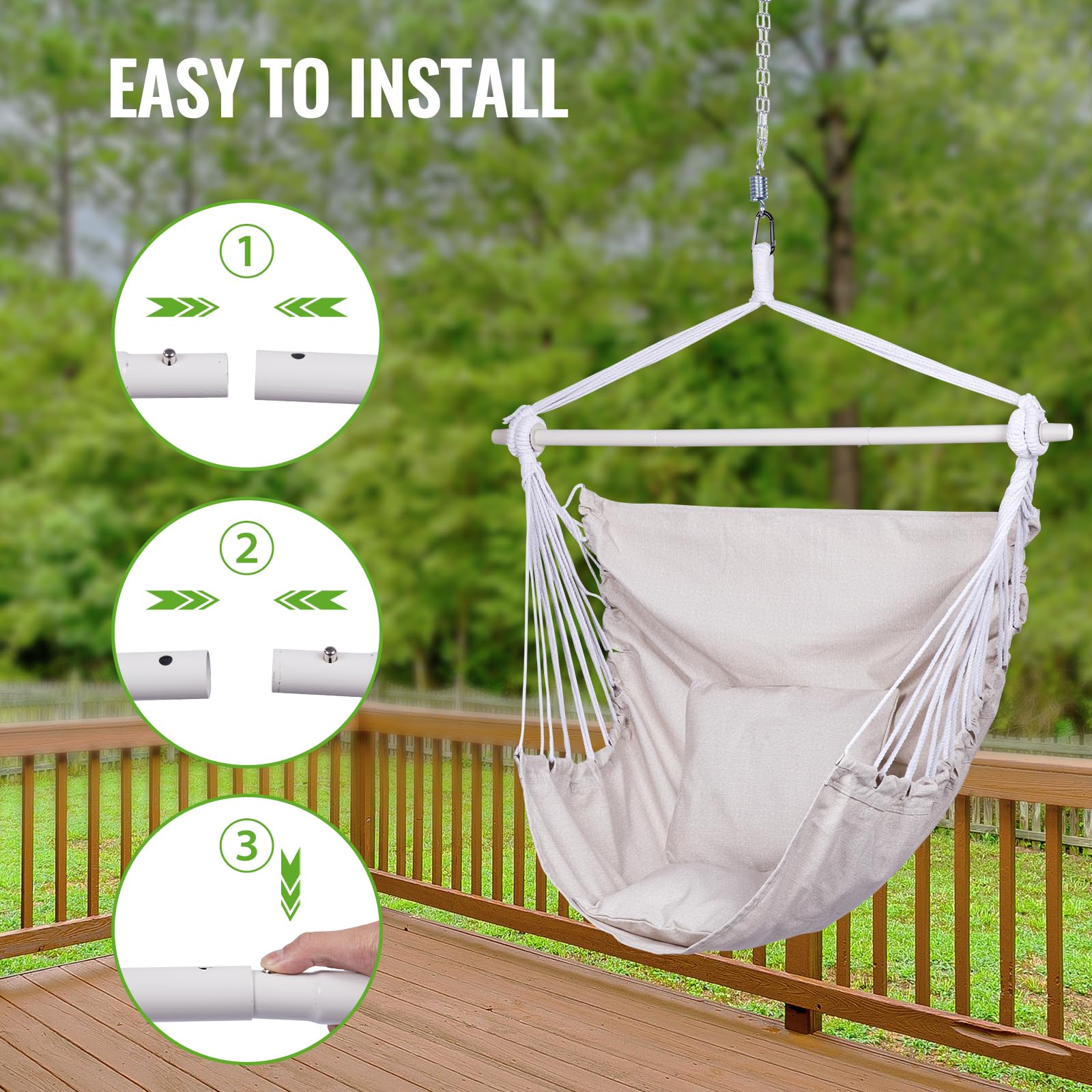 BACKYARD EXPRESSIONS Hammock Chair showing steel spreader bar