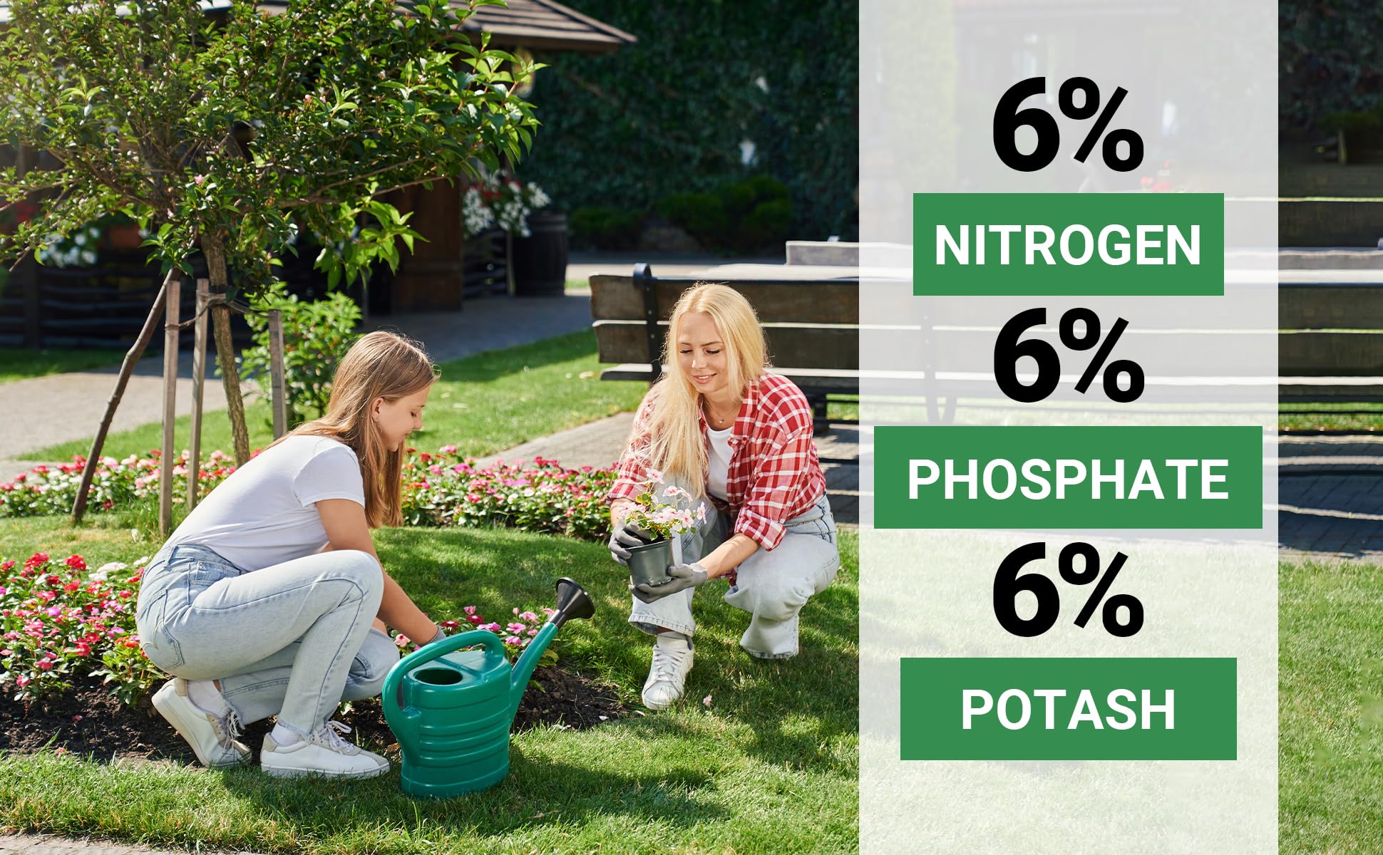 Bag of GARDENWISE 6-6-6 All-Purpose Fertilizer with garden plants