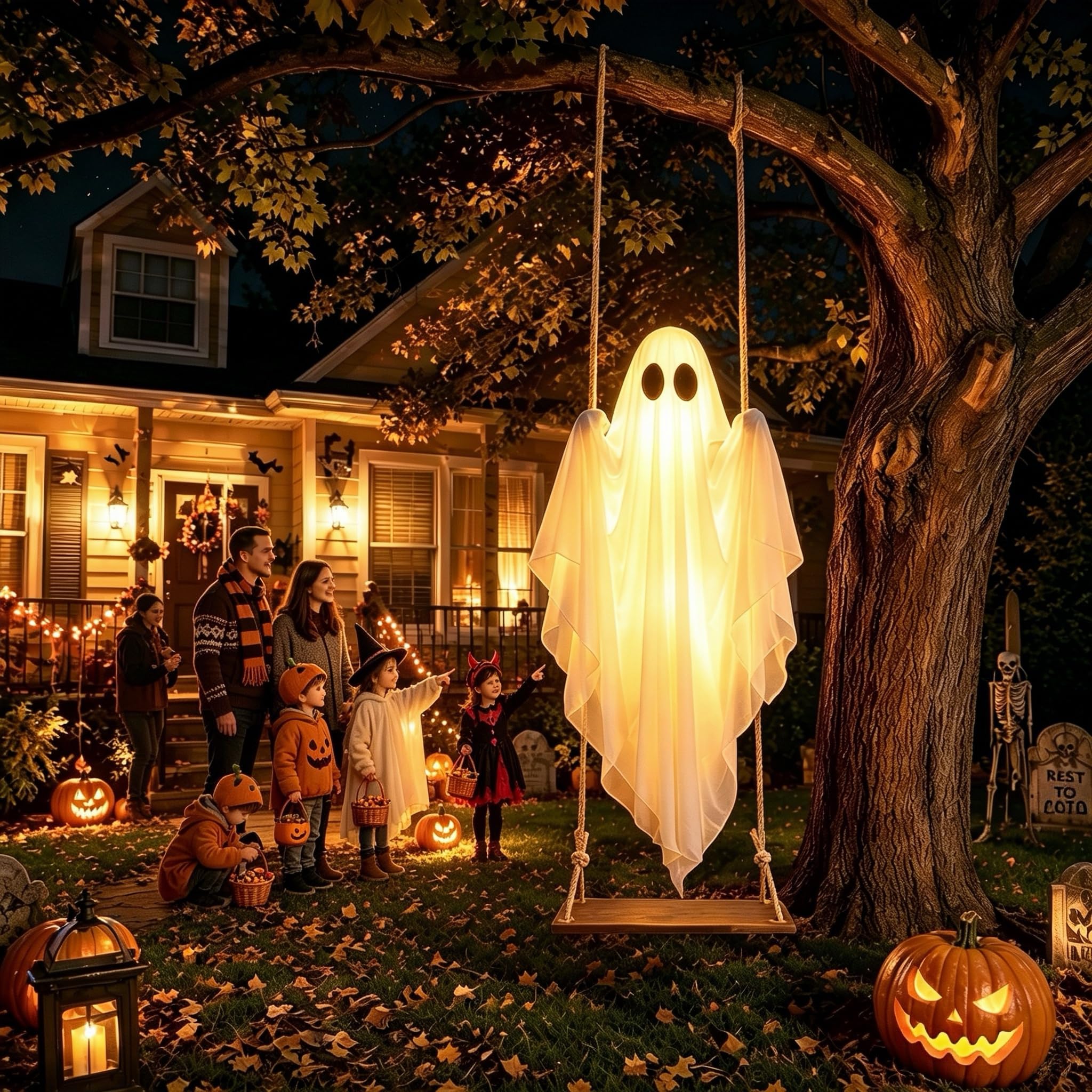 BAICIWE Halloween Ghost glowing at night, remote control visible