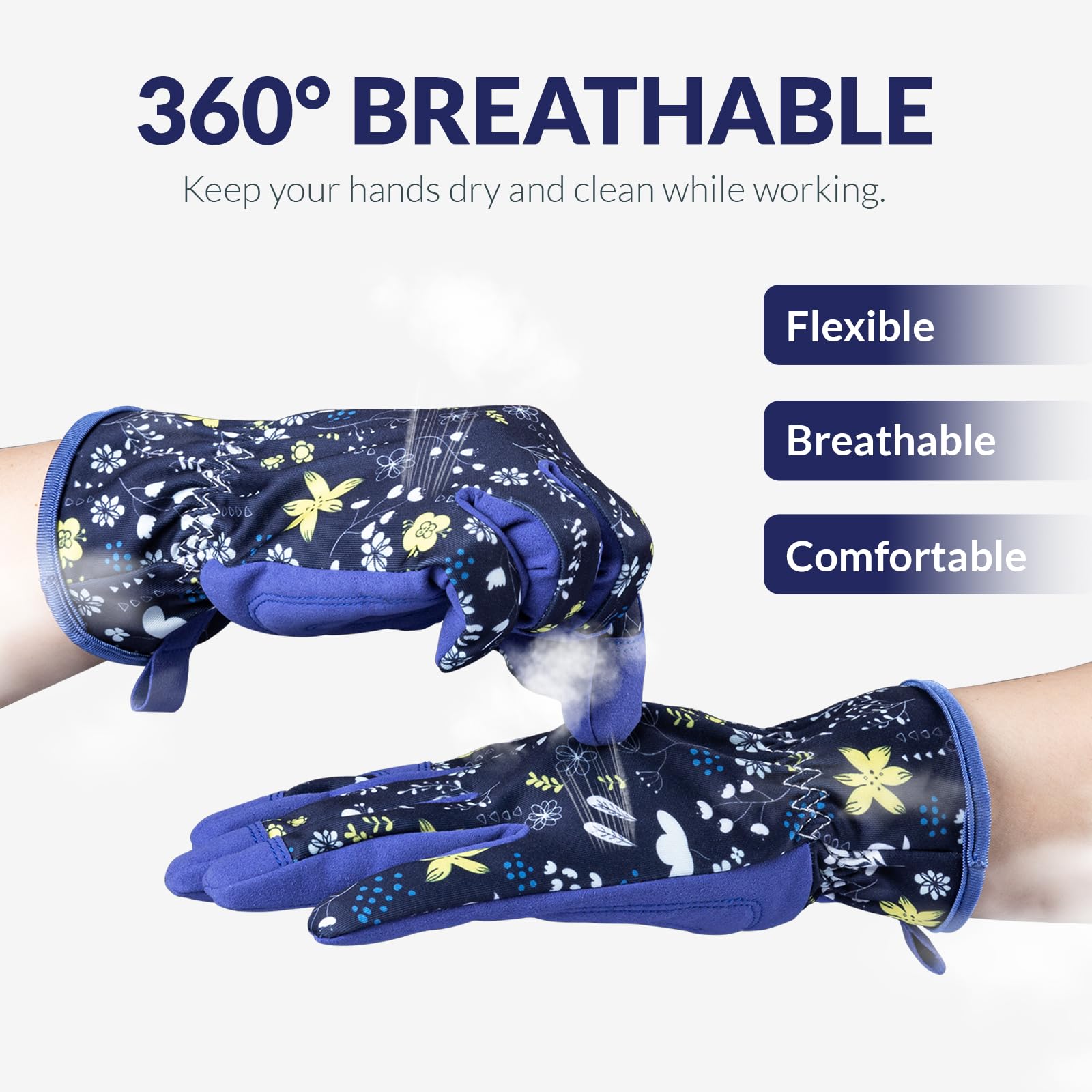 Baidast Gardening Gloves back view showing ergonomic design