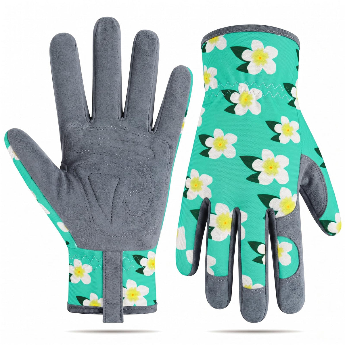 Baidast Gardening Gloves for Women in green and yellow, front view
